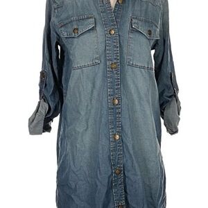 Current/Elliott Washed Blue Denim Shirt Dress